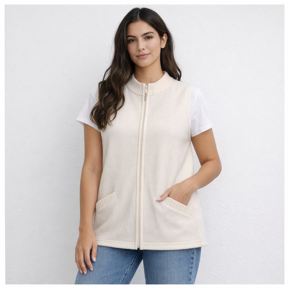 Northern Reflections Vest Women's Medium Cream Sleeveless Fleece Gorpcore